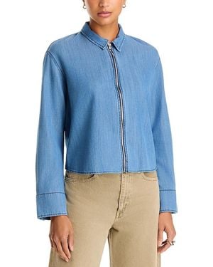 CISSA Cotton Zip Front Shirt - Blue