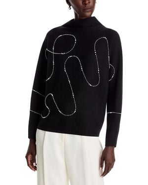 Tahari Pearl Curved Lines Dolman Sleeve Sweater - Blue