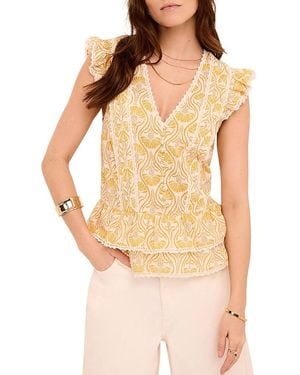 Mint Velvet Cotton Floral Print Top - Natural