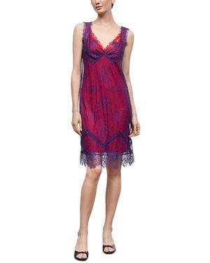 STAUD Vega V Neck Lace Sleeveless Dress - Purple