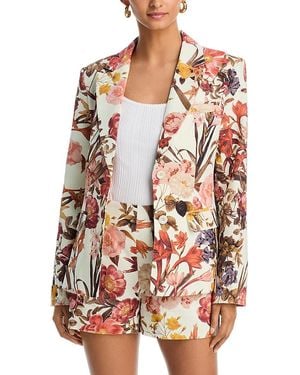 Aqua Floral Blazer - White