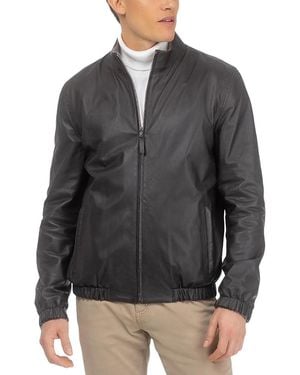 Gorski Nappa Leather Jacket Reversible To Cashmere & Wool Crafted From Loro Piana - Gray