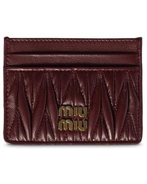 Miu Miu Matelasse Nappa Leather Card Holder - Purple