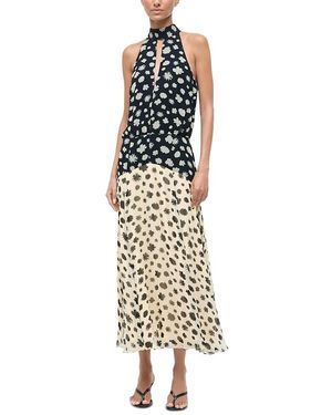 STAUD Camryn Two Tone Tie Back Dress - Blue