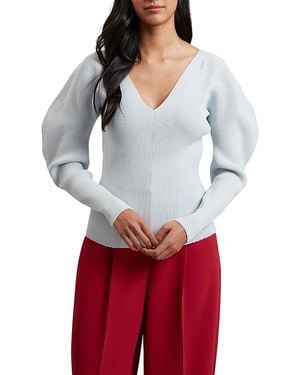 Ted Baker Amelyaa Ribbed Sculpted Sleeve Sweater - Red