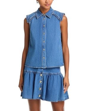 Cinq À Sept Florance Ruffled Trim Top - Blue