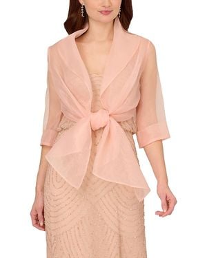 Adrianna Papell Organza Tie Front Wrap Jacket - Pink