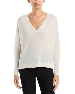 Co. Cashmere V Neck Sweater - White