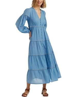 Chinti & Parker Cotton Scallop Dress - Blue