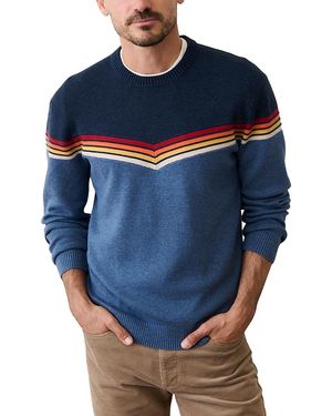 Marine Layer Chevron Varsity Crewneck Sweater - Blue
