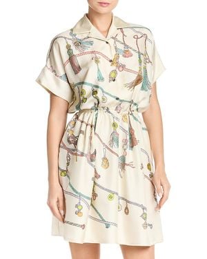 Versace Stampa Hangin' Silk Shirtdress - White