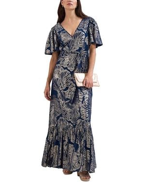 Phase Eight Azale Fil Coupe Maxi Dress - Blue