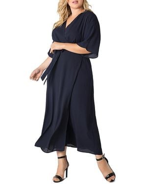 Standards & Practices Olivia Kimono-Sleeve Maxi Wrap Dress - Blue