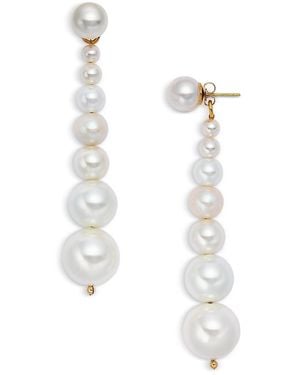Aqua Imitation Pearl Earrings - White