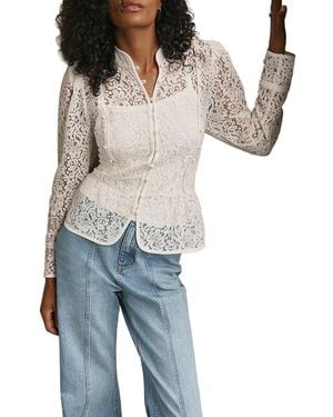 Mint Velvet Lace Military Blouse - Blue