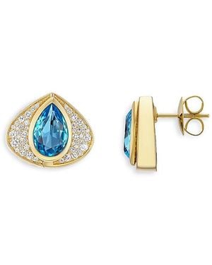 Marina B 18K Catylina Gemstone, Onyx, & Diamond Reversible Stud Earrings - Blue