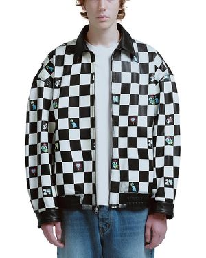 NAHMIAS Oversized Paneled Leather Jacket - Black