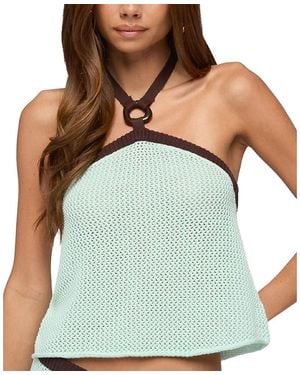 Edikted Loli Ring Contrast Knit Halter Top - Green