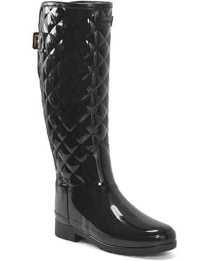 HUNTER Refined Tall Quilted Rain Boots - Black