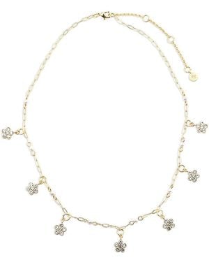 Aqua Cubic Zirconia Flower Statement Necklace, 16 - White