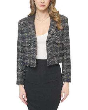 Central Park West Colette Lurex Houndstooth Jacket Blazer - Gray