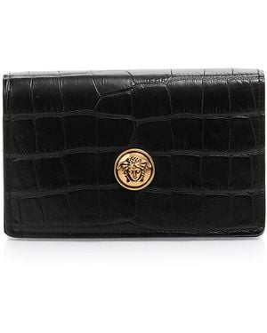 Versace Croc Embossed Leather Mini Bag - Black