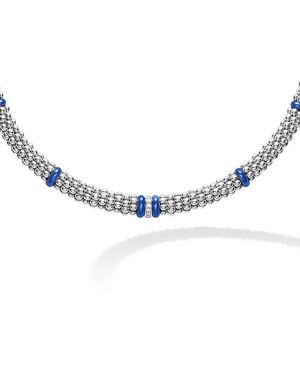 Lagos 18K & Sterling Diamond & Ceramic Rondelle & Bead Statement Necklace, 16 - Metallic