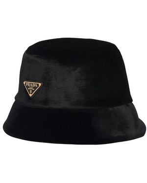Prada Velvet Bucket Hat - Black