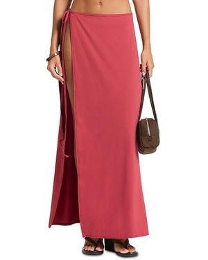 Bondeye Wynn Side Tie Swim Cover Up Maxi Skirt - Red