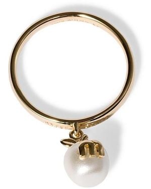 Miu Miu Metal Ring With Pendant - Metallic