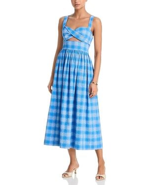 Cara Cara Clover Plaid Midi Dress - Blue
