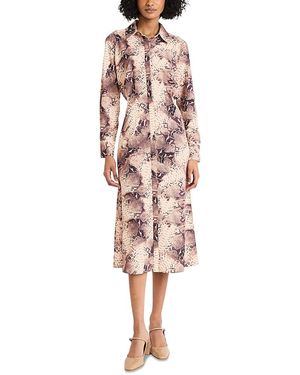 Luxely Long Sleeve Draped Shirt Dress - Pink