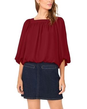 Vince Camuto Square Neck 3/4 Sleeve Bubble Blouse - Red