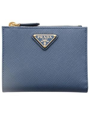 Prada Small Saffiano Leather Wallet - Blue