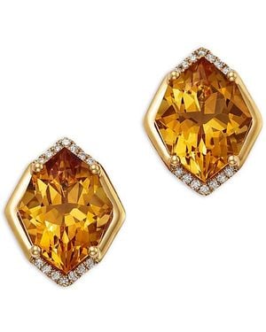 Bloomingdale's Fine Collection Diamond & Citrine Stud Earrings - Metallic