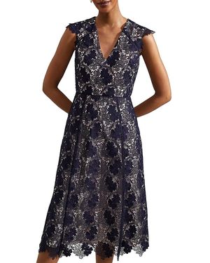 Hobbs Hannah Lace Midi Dress - Blue