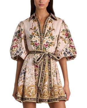 Alice + Olivia Lucy Cotton Stretch Mini Shirt Dress - Brown