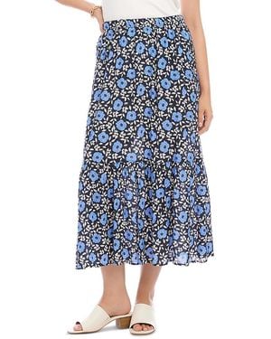 Karen Kane Front Slit Midi Skirt - Blue