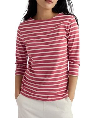 Seasalt Cornwall Sailor Boat Neck 3/Sleeve T-Shirt - Red