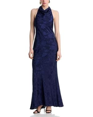 Aqua Jacquard Cowl Neck Dress - Blue