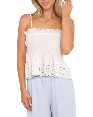 Petal & Pup Gretal Smocked Eyelet Top - White