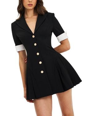 Miss Circle Ilitha Woven Crepe Pleated Mini Blazer Dress - Black