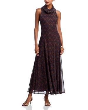 Aqua X Angelica Hicks Turtleneck Mesh Maxi Dress - Purple