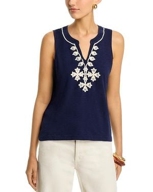 Tommy Bahama Gem Coast Embellished Sleeveless Top - Blue