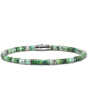 John Hardy Sterling Heishi Multi Stone Bead Bracelet - Green