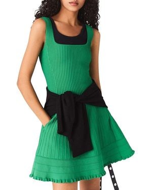 Maje Knit Skater Dress - Green
