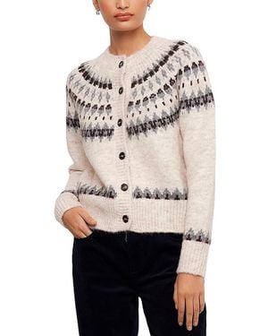 Karen Kane Jacquard Fair Isle Cardigan - White