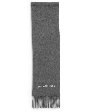 Acne Studios Alpaca Wool Logo Scarf - Gray
