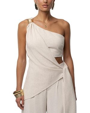 JLUXLABEL Palmera One Shoulder Top - Natural
