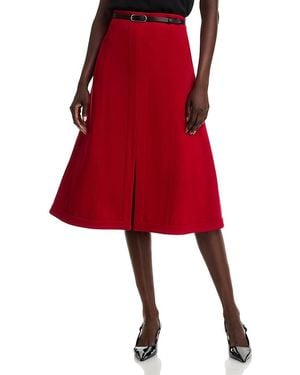 Misook Slit Front A Line Skirt - Red
